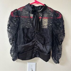 NWT Black Lacey Top A. Peach